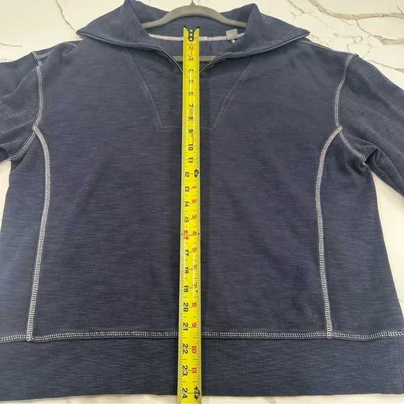 Tommy Bahama Tobago Bay 1/2 Zip Sweatshirt Women’s XL Navy w/white stitching - Picture 10 of 12